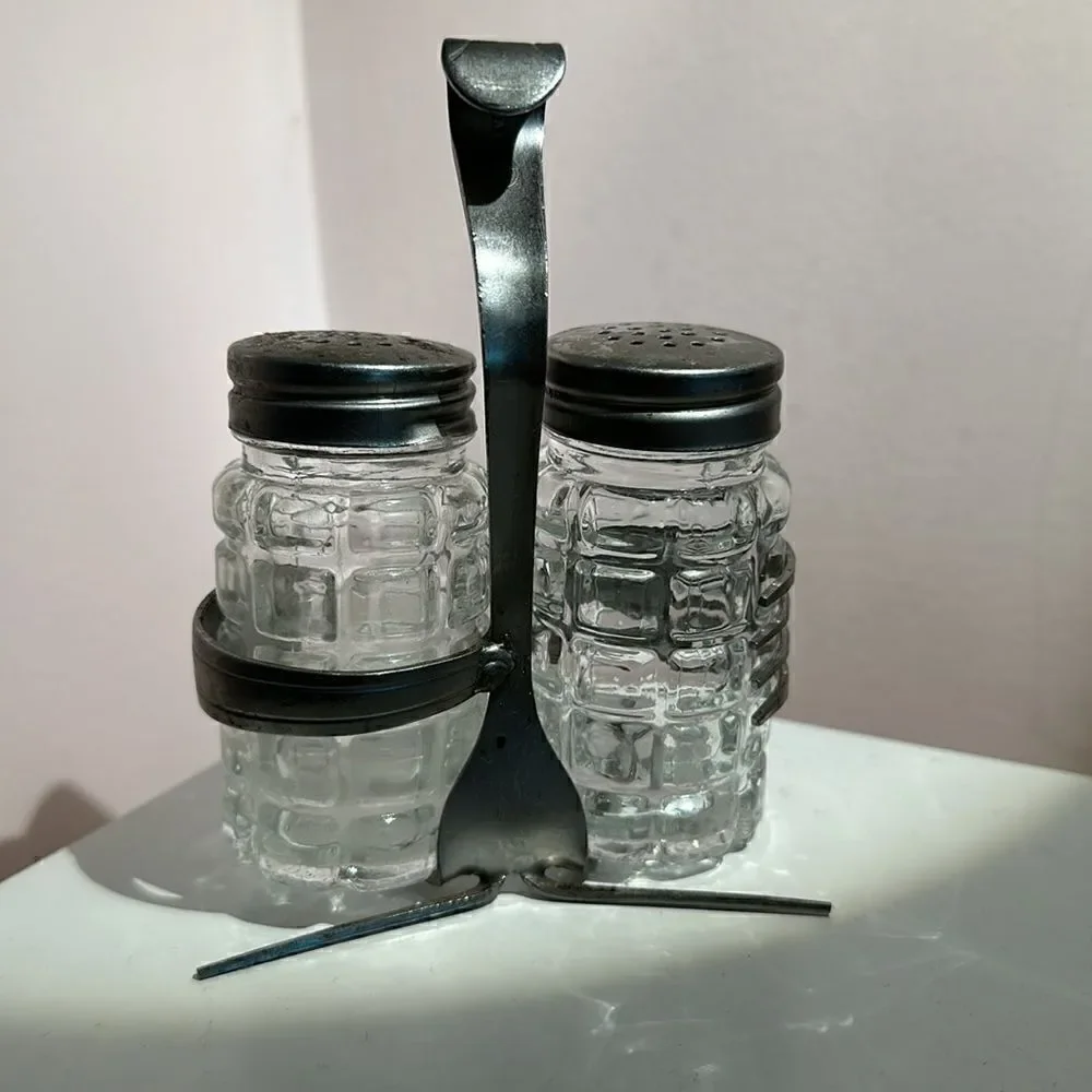 Vintage Salt & Pepper Shakers Bent Forks Hand Crafted